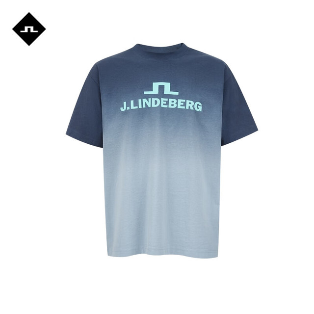 J.Lindeberg 金林德伯格 夏季渐变色纯棉宽松圆领短袖T恤