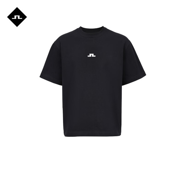 J.Lindeberg 金林德伯格 商场同款 男士宽松LOGO纯棉圆领重磅短袖T恤 黑色 XS