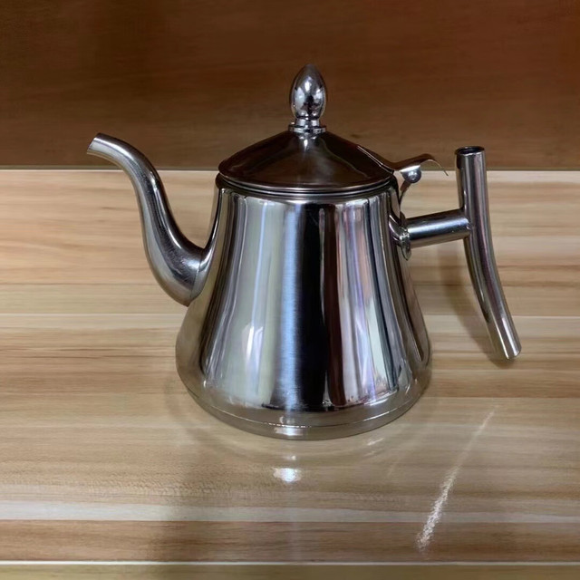 三洽 加厚不锈钢水壶茶壶咖啡壶油壶带滤网家用煮茶壶通 1.5L 卡士壶-本色