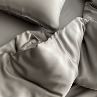 流川枫60支莱赛尔天丝床单四件套双拼纯色天丝单被套天然植物纤维套件 云纱灰 HS 1.5m床单套件(被套 200cm*230cm ) 230*250cm单床单 XC-甜品小咪