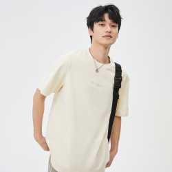 杰克琼斯 杰克·琼斯（JACK&JONES）25年男装春夏季重磅棉宽松复古哥特字母发泡印短袖T恤男小众 乳白色A05 常规 L
