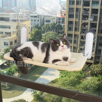 猫吊床猫咪猫窝窗户窗台床边晒太阳吸盘挂床阳台玻璃宠物猫床用品 透气网布款-(配粘胶/ 吸盘固定)