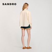 SANDRO【浅春系】2025春夏女装多层设计感休闲衬衫SFPCM01395 淡褐色 XL