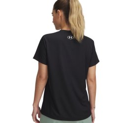 安德玛 UNDERARMOUR）UA春夏Tech女子罗纹训练运动短袖T恤1389852 黑色001 M