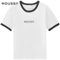 moussy 女装休闲LOGO刺绣多色纯棉短袖T恤028HSZ90-0621 010白色 均码