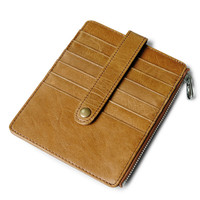 Geremen 防盗刷RFID男士护照包头层牛皮卡夹多功能卡包牛皮零钱包男银行卡皮套包Y71 油蜡皮棕色