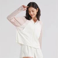 Simboo披肩防晒衣女冰感冰感丝滑面料可拆帽檐皮肤衣防紫外线风衣防晒服 ky1666S霜云白/藕粉-女 XL