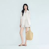 伊芙丽（eifini）芙丽宽松版型蓝色氛围感休闲短裤2025夏装 白色发 S