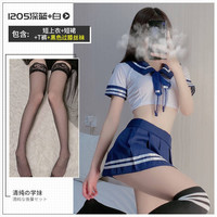 新臣作 可爱清纯制服套装性感学院风超短裙JK风水手服性感 学生套装+黑色过膝丝 均码(建议80-120斤)