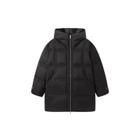 太平鸟女装轻羽绒合集反季清仓白鸭绒羽绒服简约时尚短款中长款 黑色连帽长款羽绒服 M
