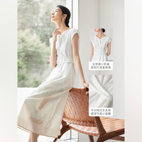 对白×冯玮艺术家联名气质V领无袖连衣裙女2025夏季新款显瘦长裙