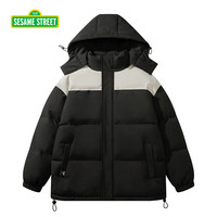 SESAME STREET外套棉服男夹克棉服女加绒棒球服棉袄棉衣秋冬大衣66ZM黑+浅卡M M (100-130斤)