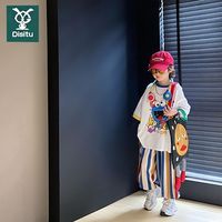 迪斯兔 童装男童短袖长裤套装防蚊裤子时髦洋气夏季儿童短袖两件套