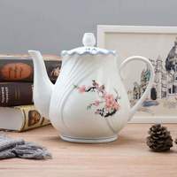 帕美顿陶瓷茶壶家庭大容量水壶耐高温过滤壶酒店餐厅耐热大号壶 1000ml 梅鸟四季王（2斤水）