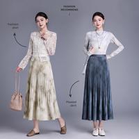 【设计感半身裙】2025春女装哑光松紧腰垂感气质百褶裙女裙子