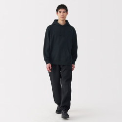無印良品 MUJI 男式 粗细不均棉线紧密编织 连帽运动衫男士卫衣男生男装AB1O6A5S 黑色