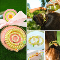 TELETIESX泽田本家联名美国电话线发圈泰莉面包TT圈发饰发绳 甜味花园M-835(2条)