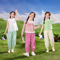 茵曼女童裤子薄款透气2025春季儿童中大童宽松休闲裤小女孩束脚裤