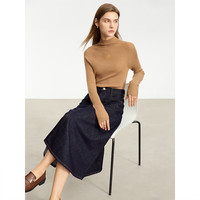 AMII2024秋复古百搭宽松棉质牛仔裙半身裙女A字裙休闲裙子 深牛仔蓝 (拍大一码) 165/72A/L