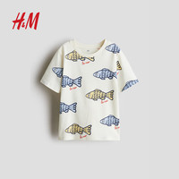 H&M童装男童T恤棉质柔软内搭打底衫上衣服卡通印花圆领短袖1216652   /68 (8-10Y)