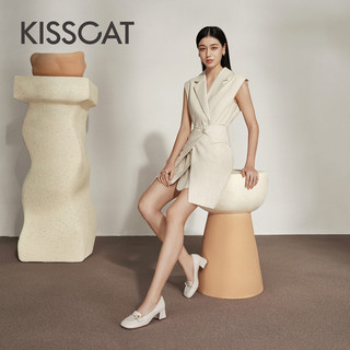  KISSCAT/接吻猫 新中式 女士乐福鞋 珍珠