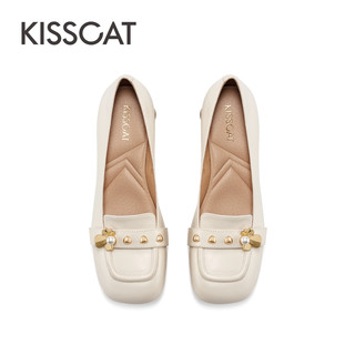  KISSCAT/接吻猫 新中式 女士乐福鞋 珍珠