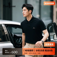 比音勒芬 Biemlfdlkk 夏季男上衣短袖polo衫多色翻领T恤百搭刺绣logo L /105 07黑色