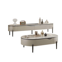 DDC意式极简岩板茶几电视柜组合小户型客厅家用可储物环保板茶几