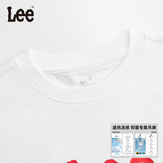 李 Lee儿童短袖T恤夏季2025圆领休闲宽松男女童半袖童装中大童体恤 月光白 130 cm