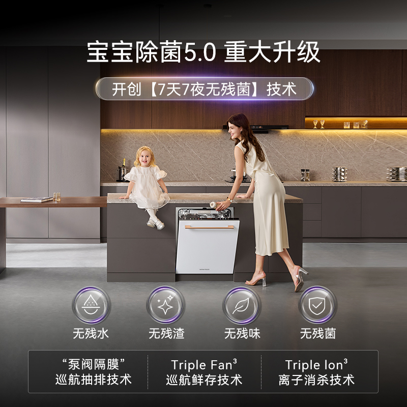 HUMANTOUCH慧曼智能洗碗机I3P家用自动开门消毒嵌入