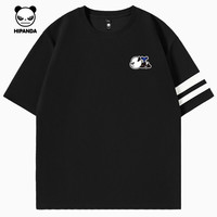 HIPANDA/你好熊猫 撞色双杠拼接 男士短袖T恤