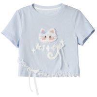 森女部落 snbl 猫咪宽松短袖T恤/休闲裤夏季