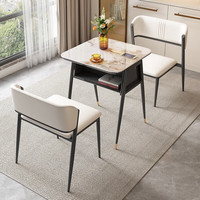 原声原代 岩板小桌子阳台桌椅组合小茶桌休闲茶几桌小方桌洽谈桌接待桌 岩板桌+2*椅（一