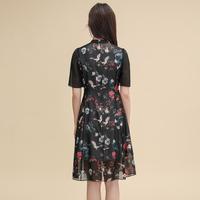 【100%桑蚕丝】春夏女立领收腰真丝印花国风新中式连衣裙