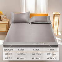 源生活 夏凉席 宿舍单人藤席 抑菌加密凉席 120*200cm【可水洗 可折叠】 灰色【送凉席枕套】