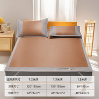 源生活夏凉席 宿舍单人藤席 抑菌加密凉席 120*200cm【可水洗 可折叠】 咖色【送凉席枕套】