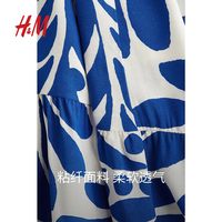 HM女装连衣裙2025夏季印花度假风宽松海洋衬衫式长裙1263590