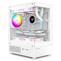 大水牛（BUBALUS）光之镜MINI 游戏电脑机箱海景房机箱双面玻璃/支持M-ATX主板/240水冷/5风扇位/270°全景/上下分仓 光之镜MINI-白色+4个棱镜4Pro风扇
