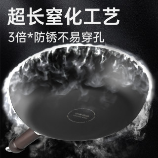 炊大皇煎锅平底锅不粘锅家用无涂层铁锅炒菜锅煎饼锅牛排锅通用 28cm高纯铁深煎锅【带盖】+全304不锈钢锅铲