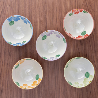 美浓烧日式釉下彩樱花米饭碗家用陶瓷小清新精美餐具碗 4.5英寸-绯红