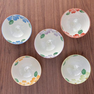 美浓烧日式釉下彩樱花米饭碗家用陶瓷小清新精美餐具碗 4.5英寸-绯红