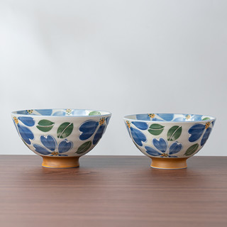 美浓烧日式釉下彩樱花米饭碗家用陶瓷小清新精美餐具碗 4.5英寸-绯红