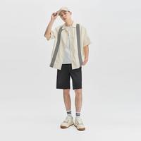 李 Lee24早春舒适版拼接图案米白色男短袖衬衫