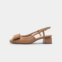 C.BANNER千百度女鞋夏季时装半凉小香风单鞋后空凉鞋通勤晚晚鞋 橘色 37