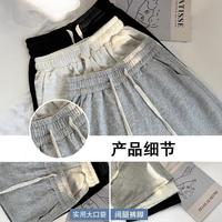 灰色运动短裤女2025新款夏季薄款五分裤宽松直筒休闲高腰阔腿中裤