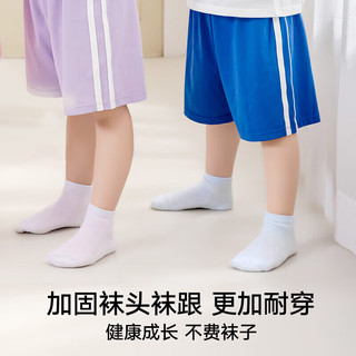 松山棉店儿童袜子男女童A类眼夏季薄款透气棉柔亲肤低筒袜 中筒-咖+米+砖红+橘黄+白 5双 均码 （22-24cm）