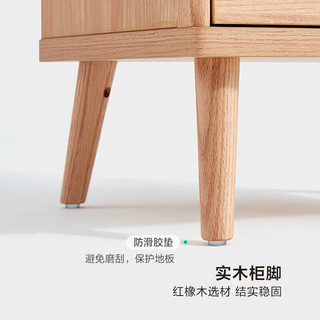 林氏家居原林氏木业现代简约实木床头柜床边小户型矮桌柜子家用收纳 【原木色】JU1B-A床头柜*2