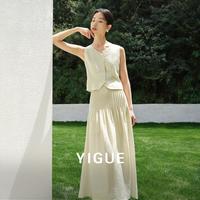 【上衣+半裙】无袖马甲半裙套装女2025夏季小香风通勤含天丝