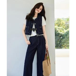 【薄款丹宁牛仔套装女】2025夏休闲度假感马甲外套+阔腿裤女