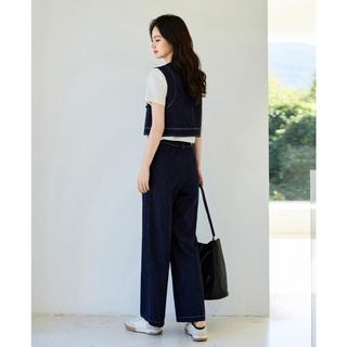 【薄款丹宁牛仔套装女】2025夏休闲度假感马甲外套+阔腿裤女